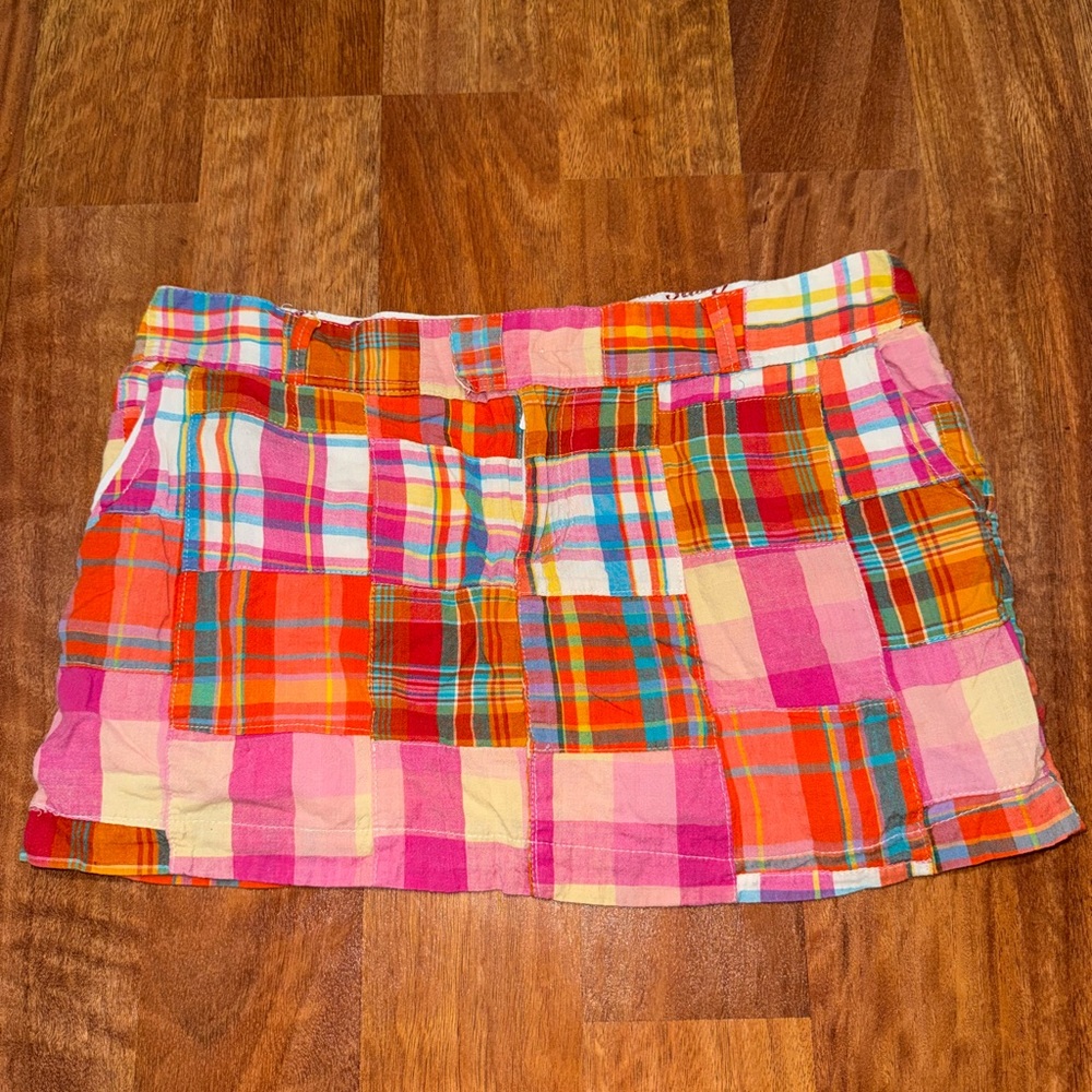 Women’s juniors Y2K 90s vtg Colorful Patchwork plaid Mini Skirt large